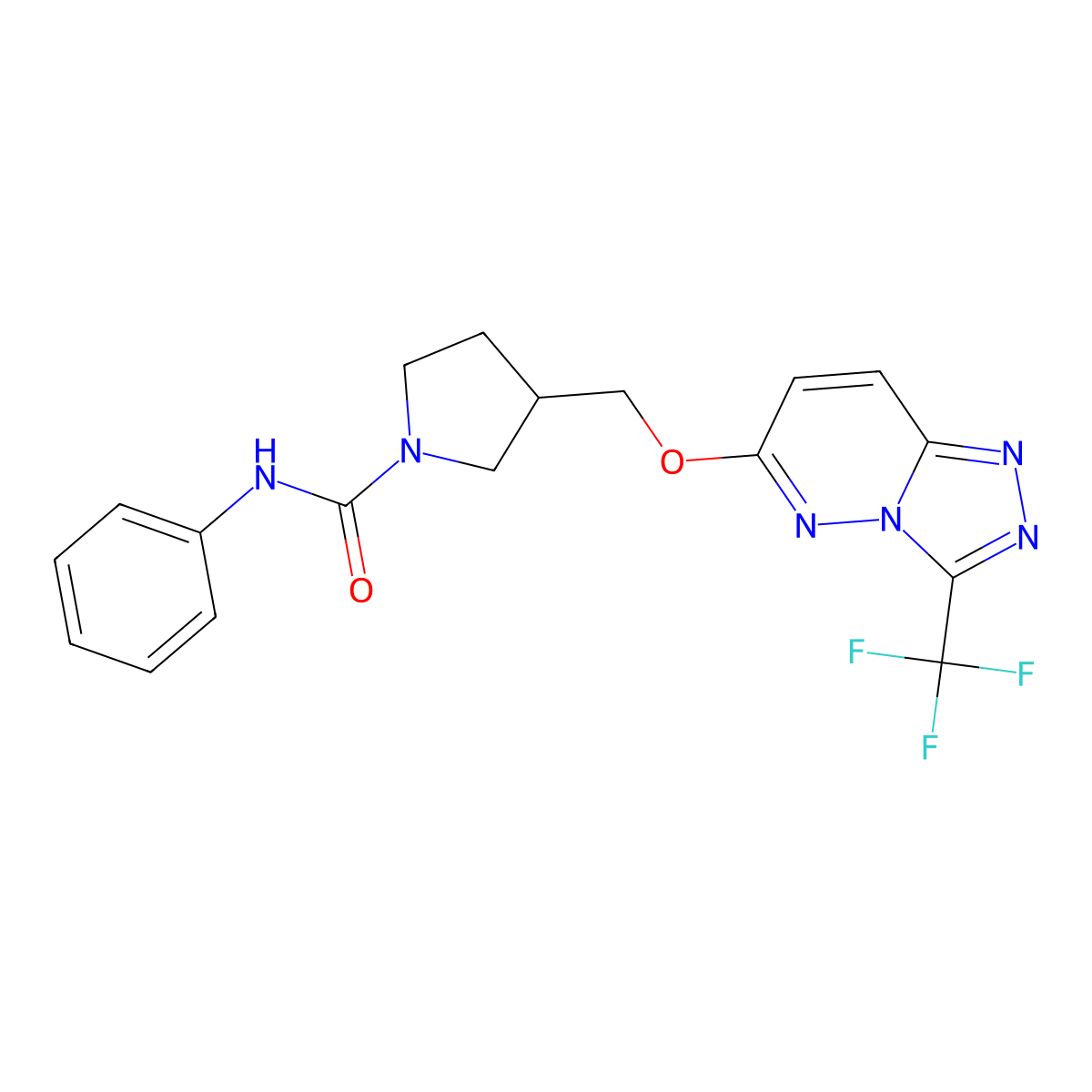 N-phenyl-3-({[3-(trifluoromethyl)-[1,2,4]triazolo[4,3-b]pyridazin-6-yl]oxy}methyl)pyrrolidine-1-carboxamide molecular structure, CAS 2548993-57-1
