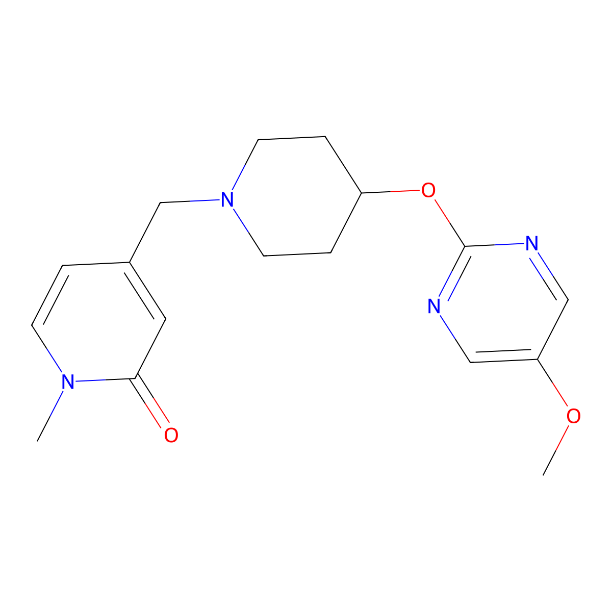 4-({4-[(5-Methoxypyrimidin-2-yl)oxy]piperidin-1-yl}methyl)-1-methyl-1,2-dihydropyridin-2-one molecular structure, CAS 2548993-70-8