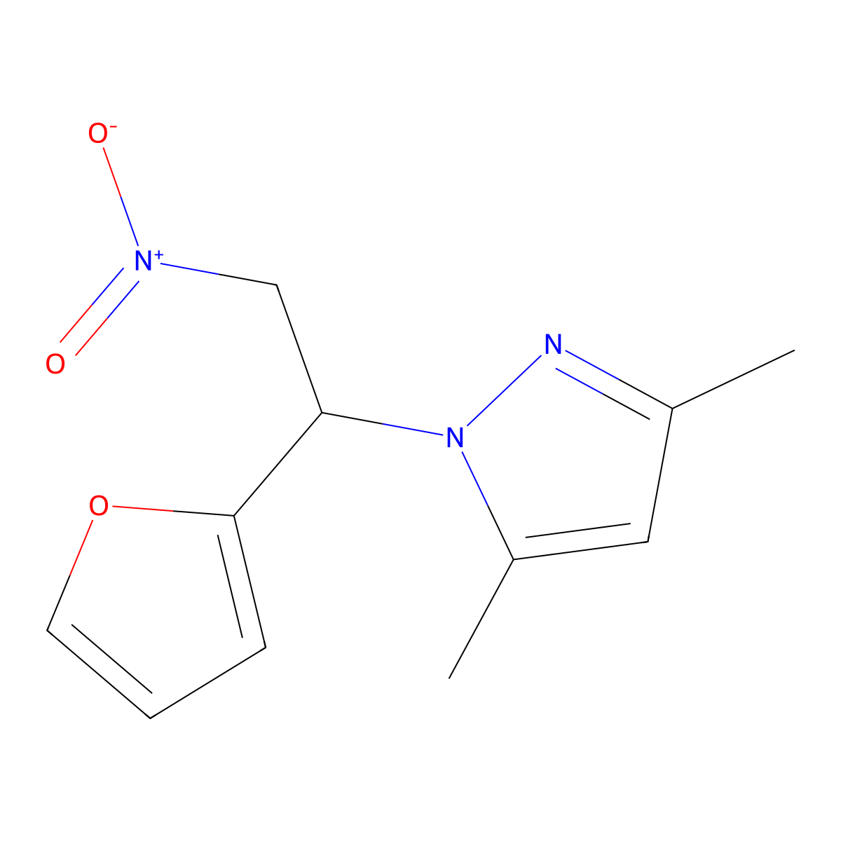 1-[1-(furan-2-yl)-2-nitroethyl]-3,5-dimethyl-1H-pyrazole molecular structure, CAS 2548993-71-9