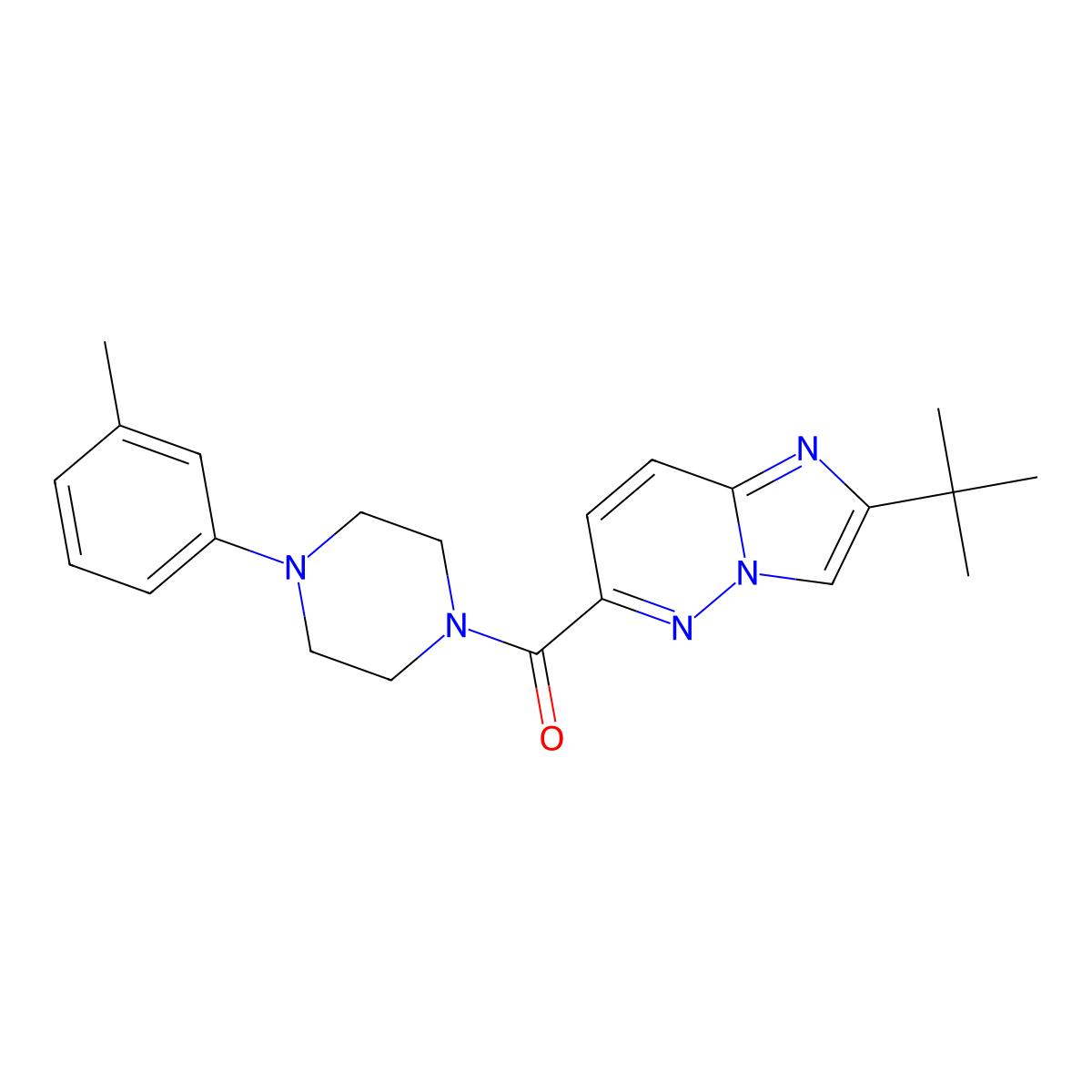 1-{2-Tert-butylimidazo[1,2-b]pyridazine-6-carbonyl}-4-(3-methylphenyl)piperazine molecular structure, CAS 2548993-80-0