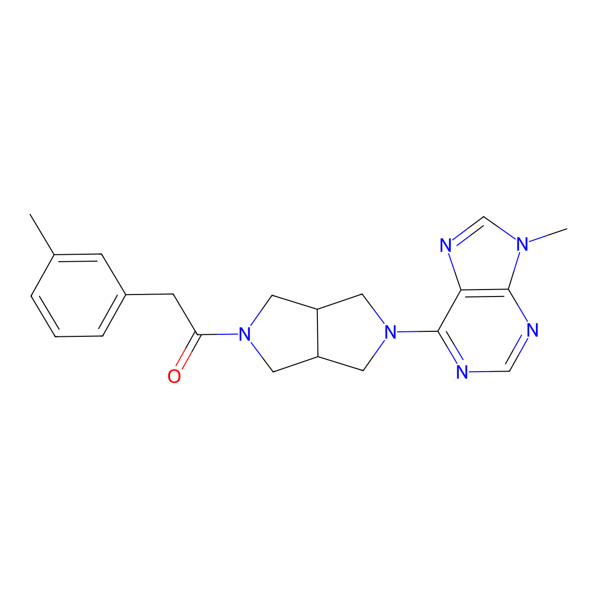 1-[5-(9-methyl-9H-purin-6-yl)-octahydropyrrolo[3,4-c]pyrrol-2-yl]-2-(3-methylphenyl)ethan-1-one molecular structure, CAS 2548993-86-6