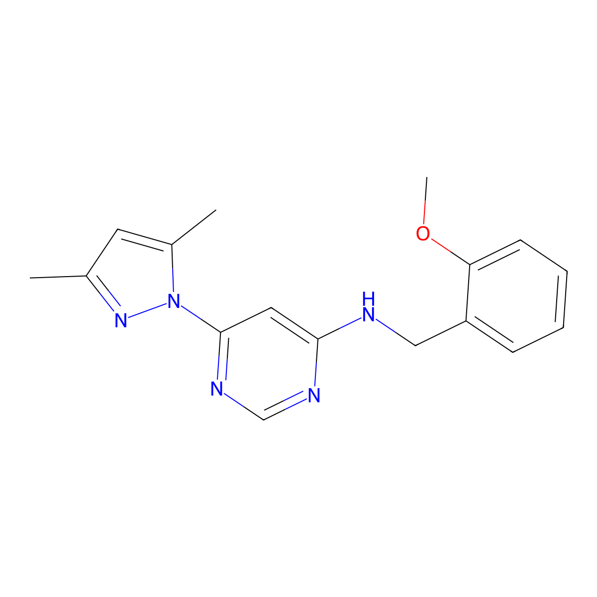 6-(3,5-dimethyl-1H-pyrazol-1-yl)-N-[(2-methoxyphenyl)methyl]pyrimidin-4-amine molecular structure, CAS 2548993-90-2