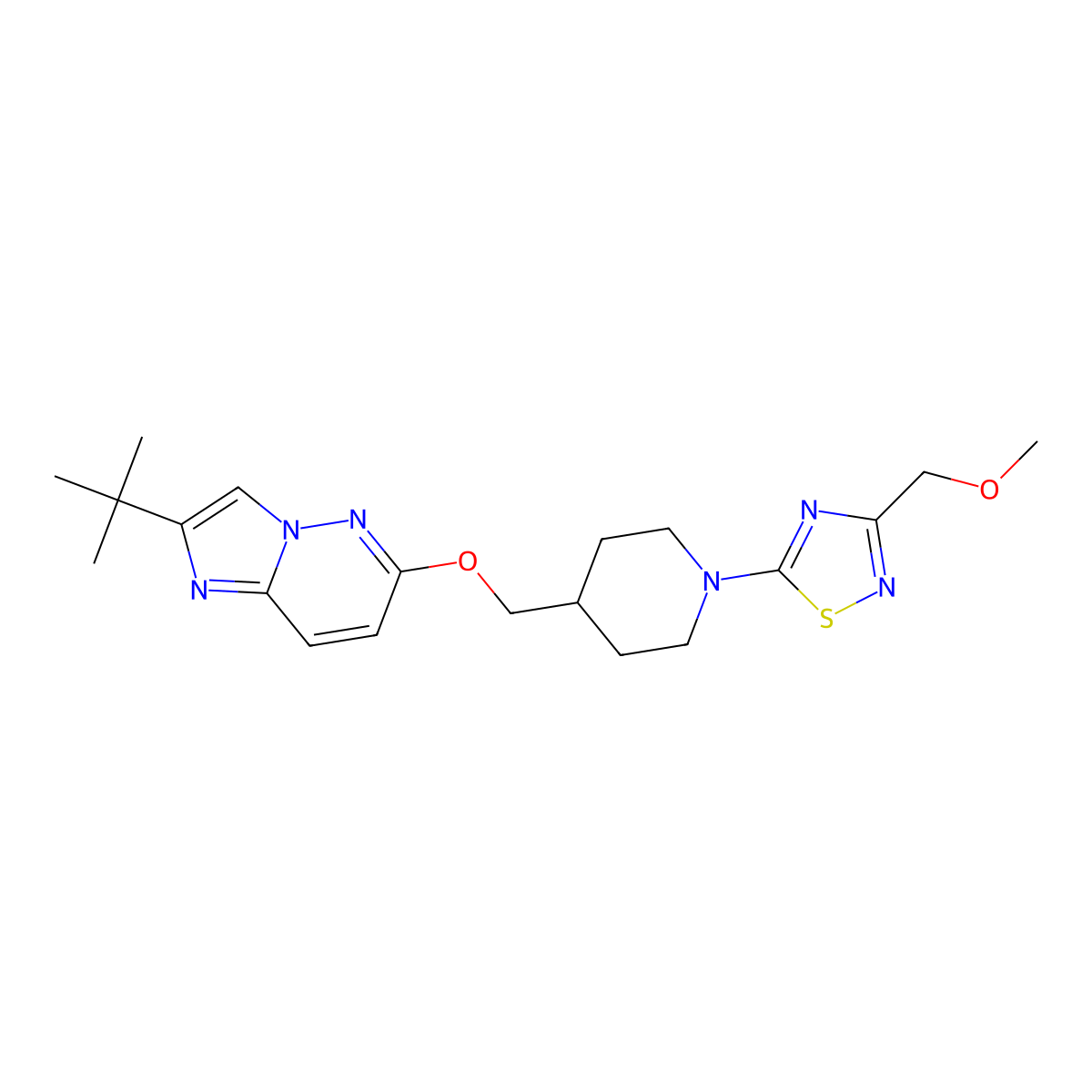 4-[({2-Tert-butylimidazo[1,2-b]pyridazin-6-yl}oxy)methyl]-1-[3-(methoxymethyl)-1,2,4-thiadiazol-5-yl]piperidine molecular structure, CAS 2548993-91-3