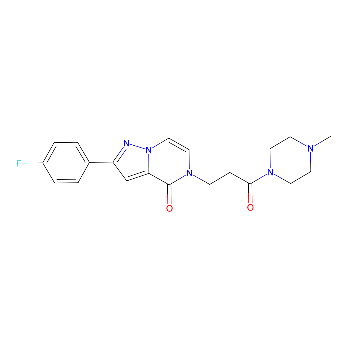2-(4-fluorophenyl)-5-[3-(4-methylpiperazin-1-yl)-3-oxopropyl]-4H,5H-pyrazolo[1,5-a]pyrazin-4-one molecular structure, CAS 2548993-99-1