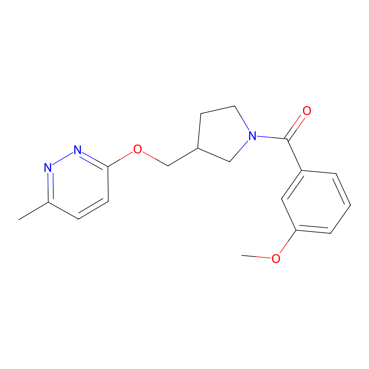 3-{[1-(3-Methoxybenzoyl)pyrrolidin-3-yl]methoxy}-6-methylpyridazine molecular structure, CAS 2548994-06-3