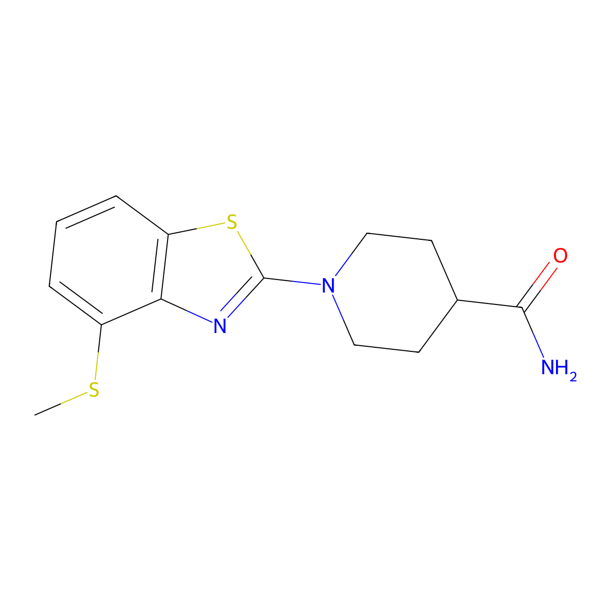 1-[4-(Methylsulfanyl)-1,3-benzothiazol-2-yl]piperidine-4-carboxamide molecular structure, CAS 2548994-10-9
