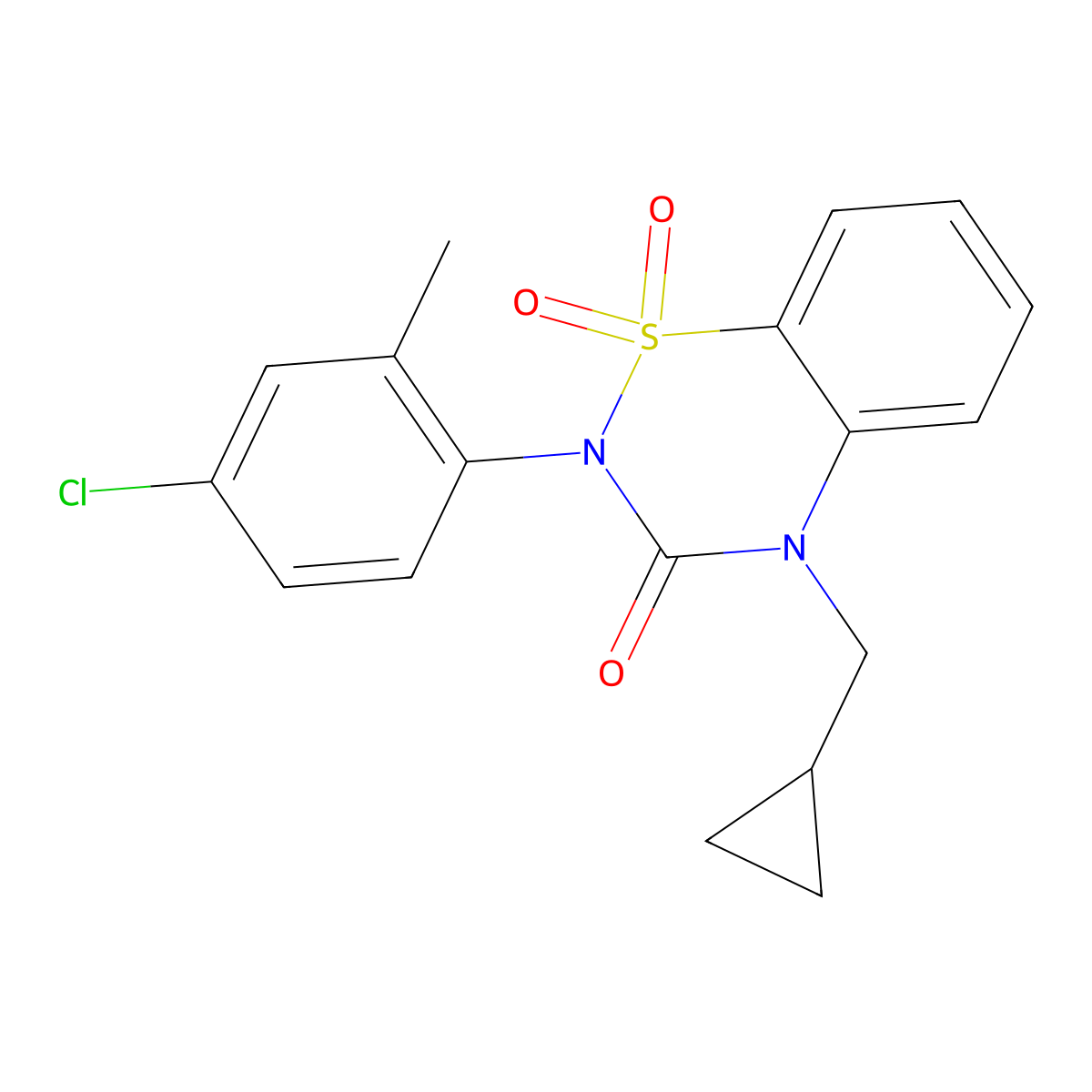 2-(4-Chloro-2-methylphenyl)-4-(cyclopropylmethyl)-1,1-dioxo-1lambda6,2,4-benzothiadiazin-3-one molecular structure, CAS 2548994-13-2