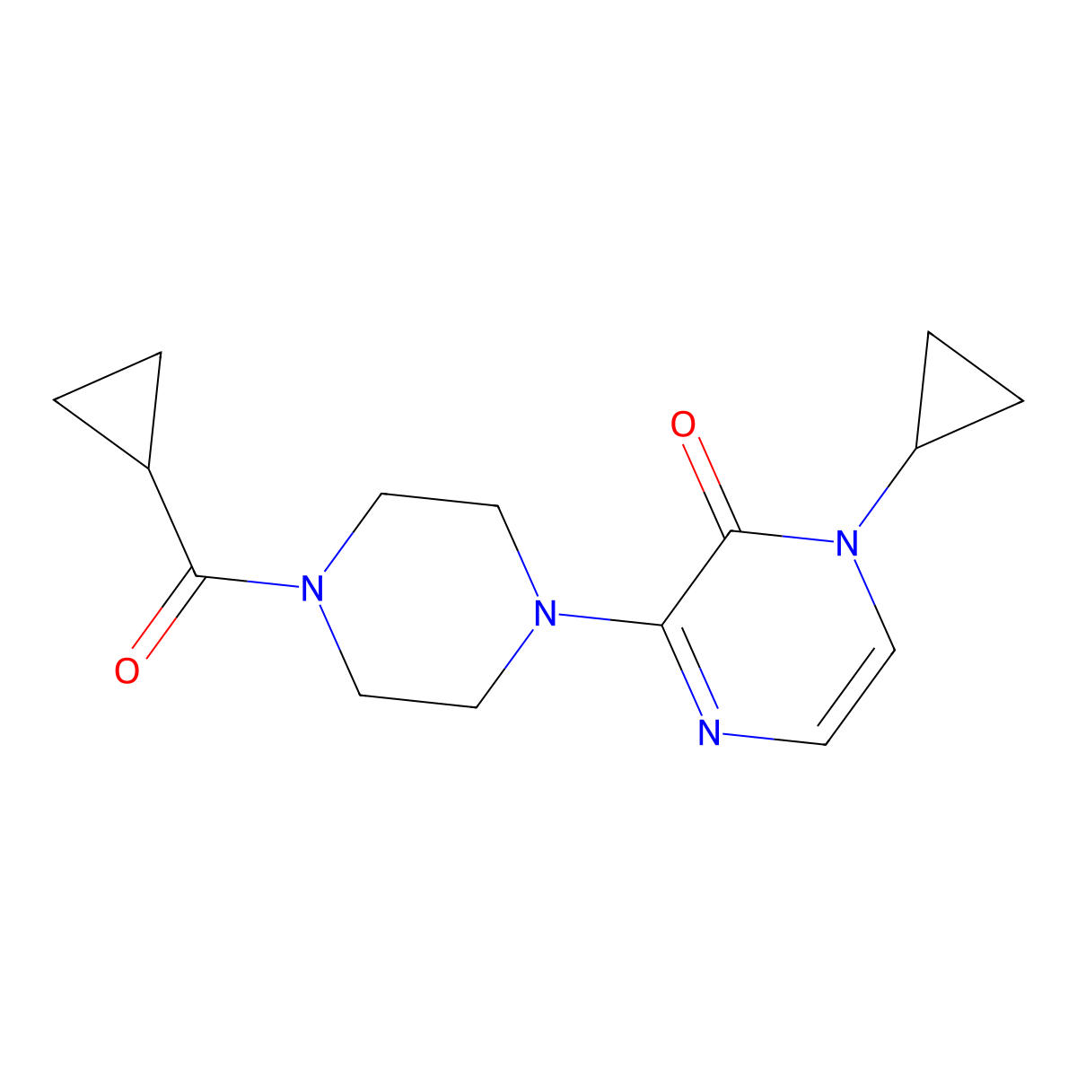 3-(4-Cyclopropanecarbonylpiperazin-1-yl)-1-cyclopropyl-1,2-dihydropyrazin-2-one molecular structure, CAS 2548994-21-2