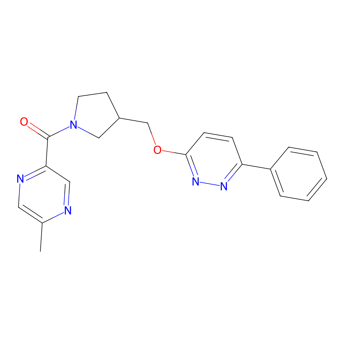 3-{[1-(5-Methylpyrazine-2-carbonyl)pyrrolidin-3-yl]methoxy}-6-phenylpyridazine molecular structure, CAS 2548994-23-4