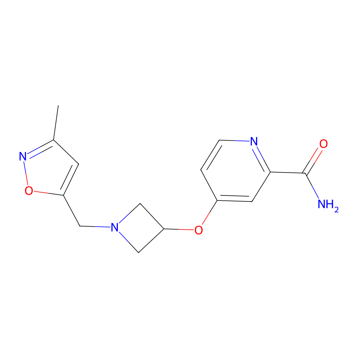 4-({1-[(3-Methyl-1,2-oxazol-5-yl)methyl]azetidin-3-yl}oxy)pyridine-2-carboxamide molecular structure, CAS 2548994-26-7