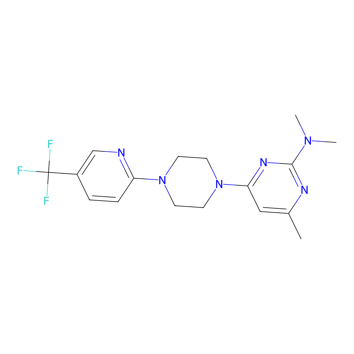 N,N,4-trimethyl-6-{4-[5-(trifluoromethyl)pyridin-2-yl]piperazin-1-yl}pyrimidin-2-amine molecular structure, CAS 2548994-27-8