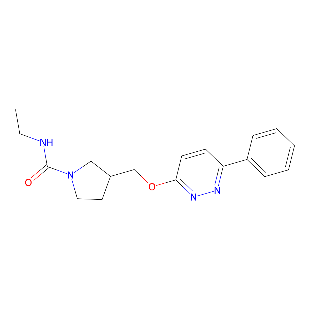 N-ethyl-3-{[(6-phenylpyridazin-3-yl)oxy]methyl}pyrrolidine-1-carboxamide molecular structure, CAS 2548994-30-3
