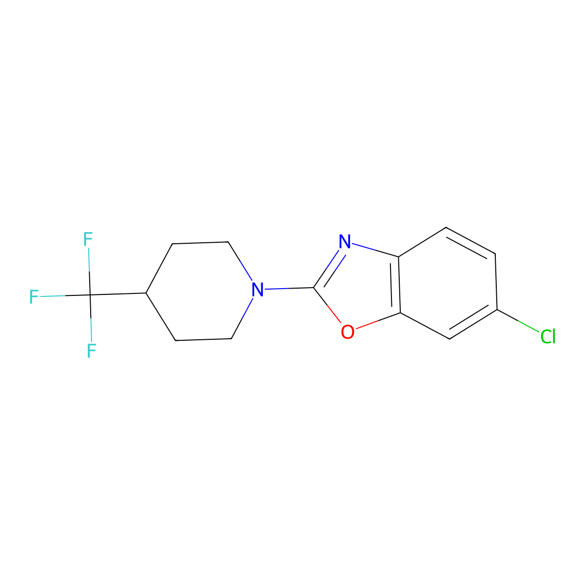6-Chloro-2-[4-(trifluoromethyl)piperidin-1-yl]-1,3-benzoxazole molecular structure, CAS 2548994-33-6