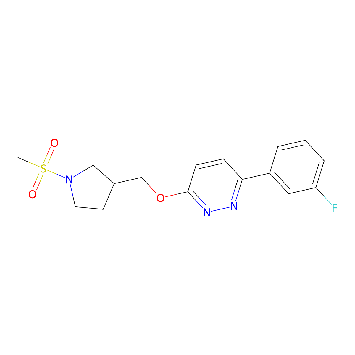 3-(3-Fluorophenyl)-6-[(1-methanesulfonylpyrrolidin-3-yl)methoxy]pyridazine molecular structure, CAS 2548994-36-9