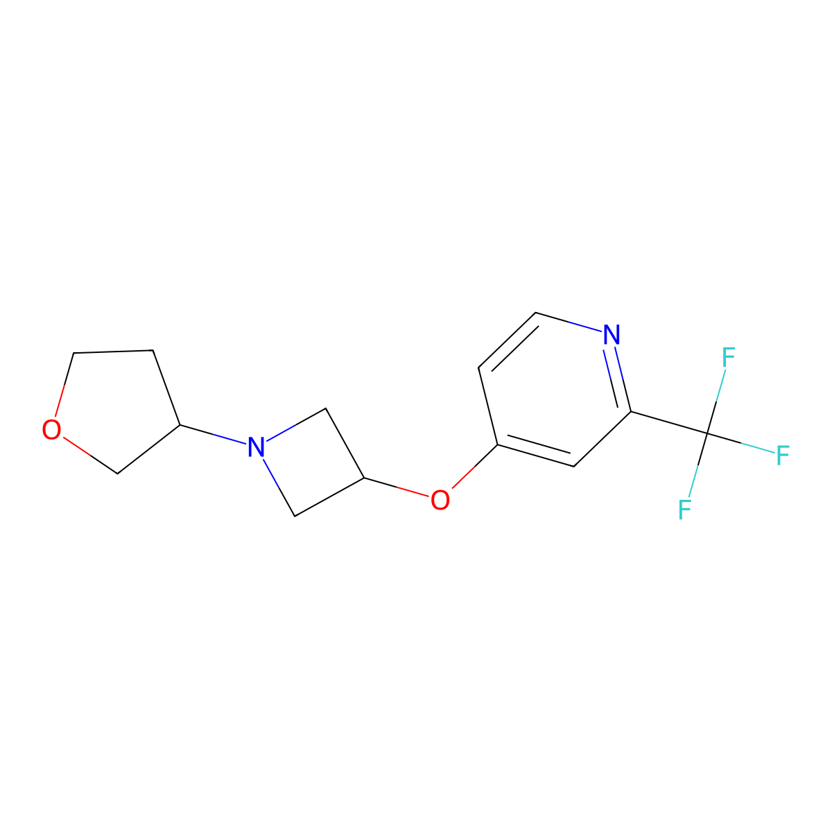 4-{[1-(Oxolan-3-yl)azetidin-3-yl]oxy}-2-(trifluoromethyl)pyridine molecular structure, CAS 2548994-40-5