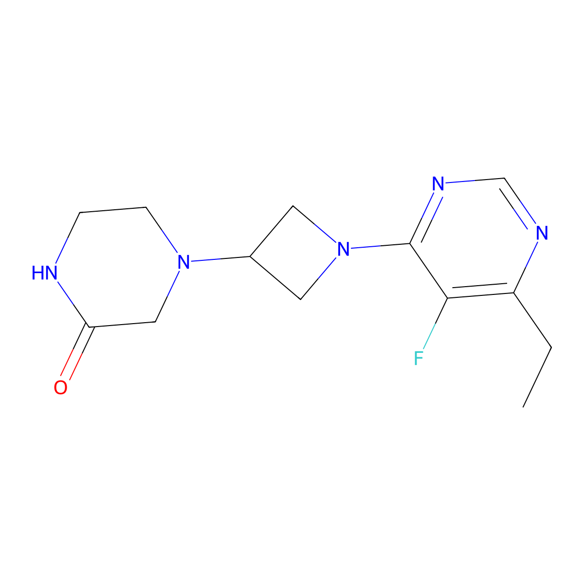 4-[1-(6-Ethyl-5-fluoropyrimidin-4-yl)azetidin-3-yl]piperazin-2-one molecular structure, CAS 2548994-41-6