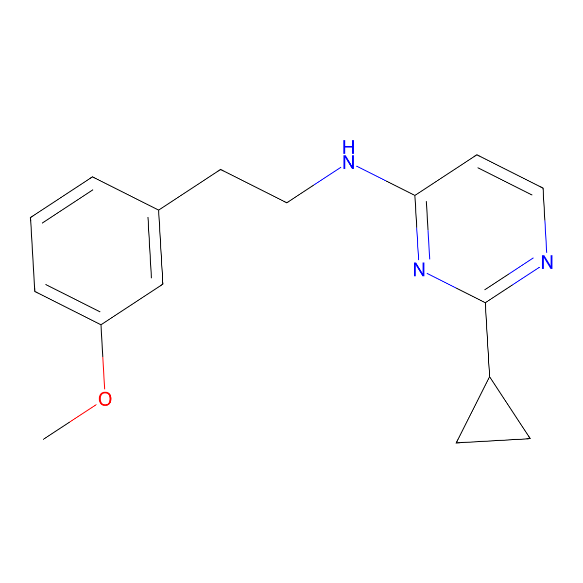 2-cyclopropyl-N-[2-(3-methoxyphenyl)ethyl]pyrimidin-4-amine molecular structure, CAS 2548994-42-7