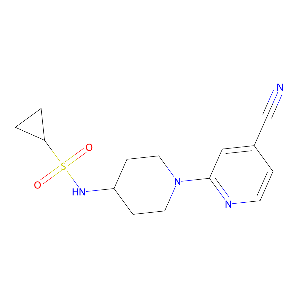 N-[1-(4-cyanopyridin-2-yl)piperidin-4-yl]cyclopropanesulfonamide molecular structure, CAS 2548994-48-3