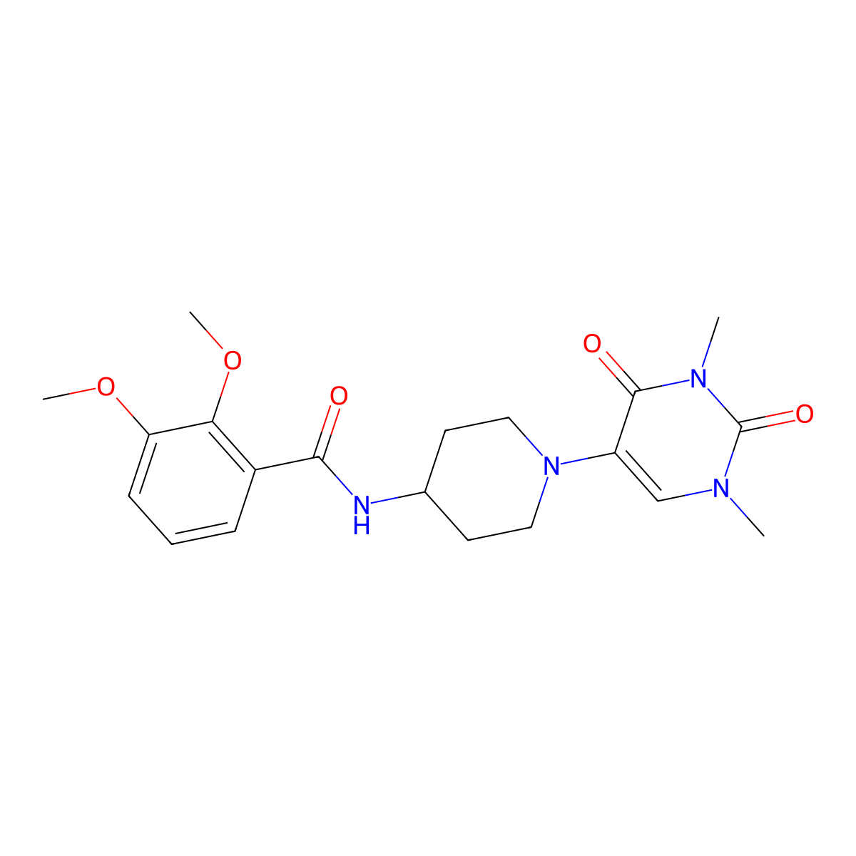 N-[1-(1,3-dimethyl-2,4-dioxo-1,2,3,4-tetrahydropyrimidin-5-yl)piperidin-4-yl]-2,3-dimethoxybenzamide molecular structure, CAS 2548994-49-4
