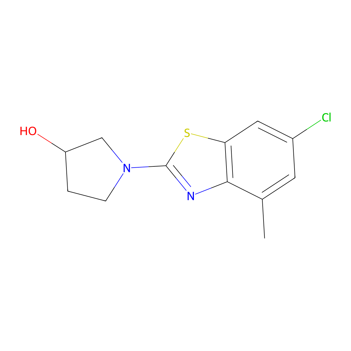 1-(6-Chloro-4-methyl-1,3-benzothiazol-2-yl)pyrrolidin-3-ol molecular structure, CAS 2548994-50-7