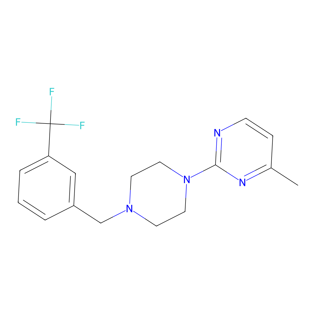 4-Methyl-2-(4-{[3-(trifluoromethyl)phenyl]methyl}piperazin-1-yl)pyrimidine molecular structure, CAS 2548994-54-1