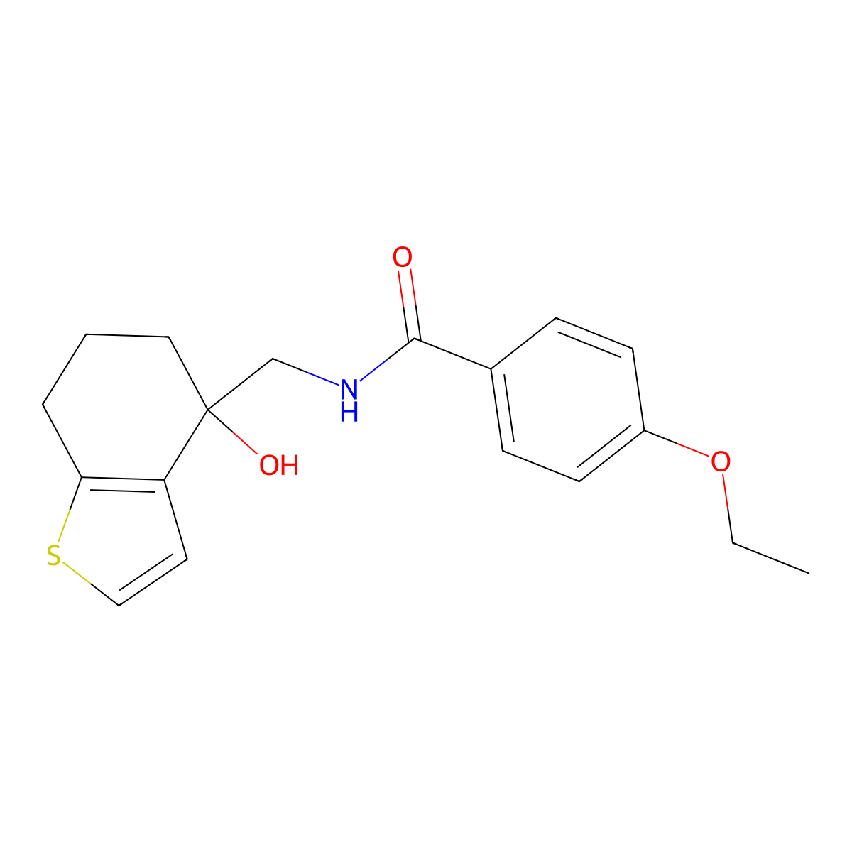4-ethoxy-N-[(4-hydroxy-4,5,6,7-tetrahydro-1-benzothiophen-4-yl)methyl]benzamide molecular structure, CAS 2548994-56-3