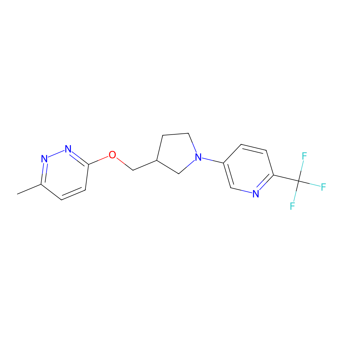 3-Methyl-6-({1-[6-(trifluoromethyl)pyridin-3-yl]pyrrolidin-3-yl}methoxy)pyridazine molecular structure, CAS 2548994-77-8