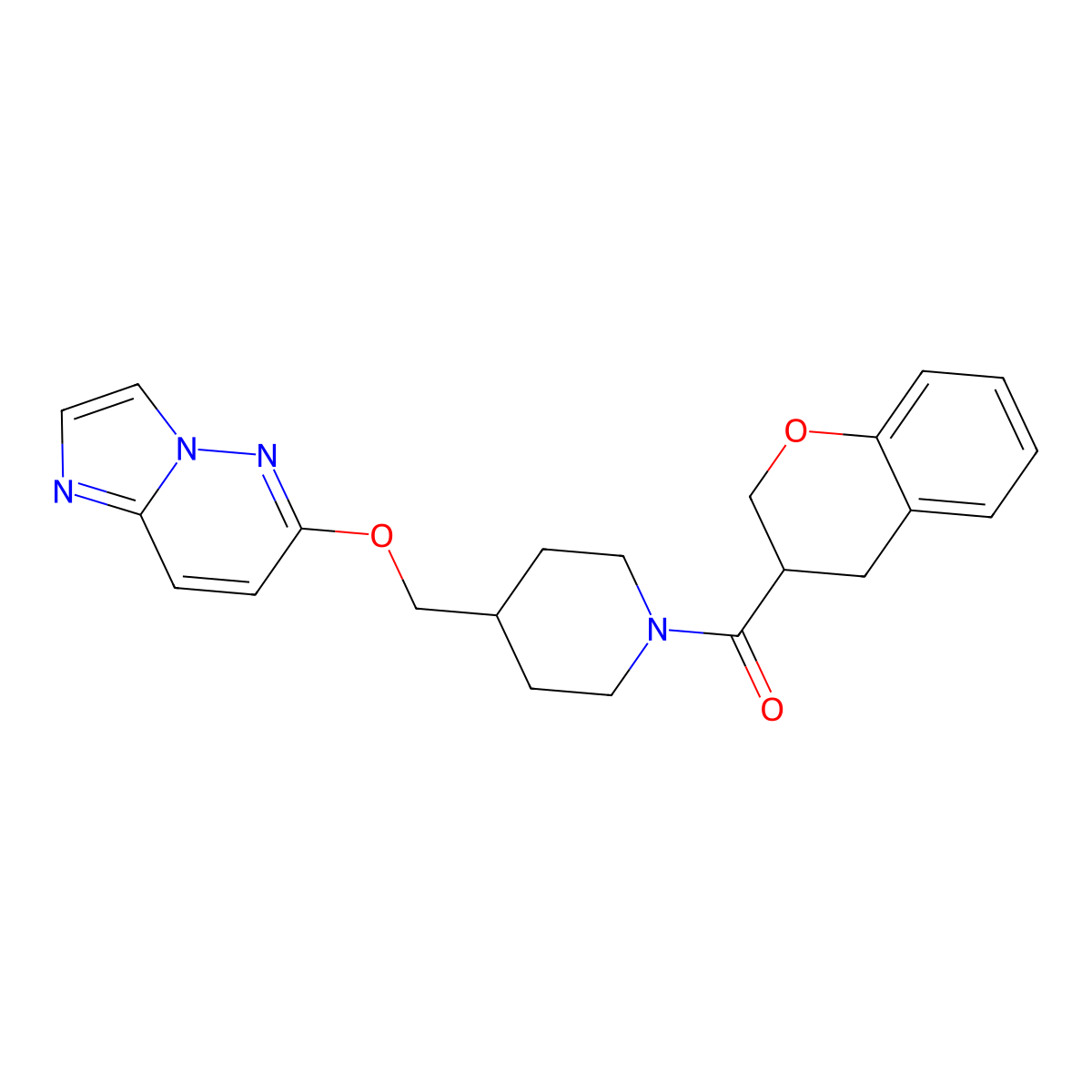 1-(3,4-dihydro-2H-1-benzopyran-3-carbonyl)-4-({imidazo[1,2-b]pyridazin-6-yloxy}methyl)piperidine molecular structure, CAS 2548994-88-1