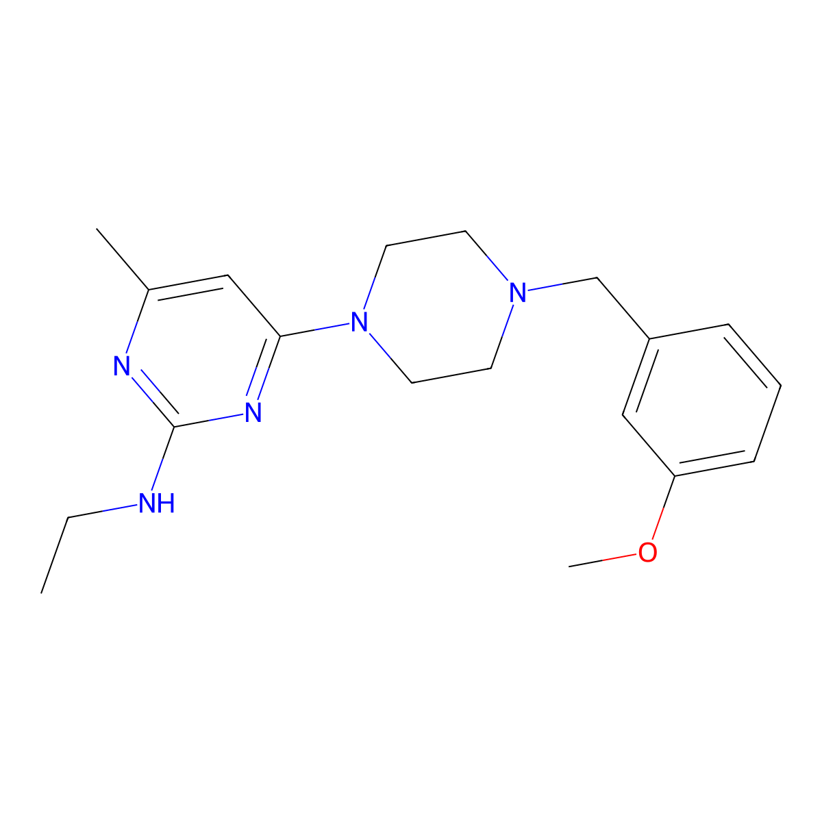 N-ethyl-4-{4-[(3-methoxyphenyl)methyl]piperazin-1-yl}-6-methylpyrimidin-2-amine molecular structure, CAS 2548994-89-2