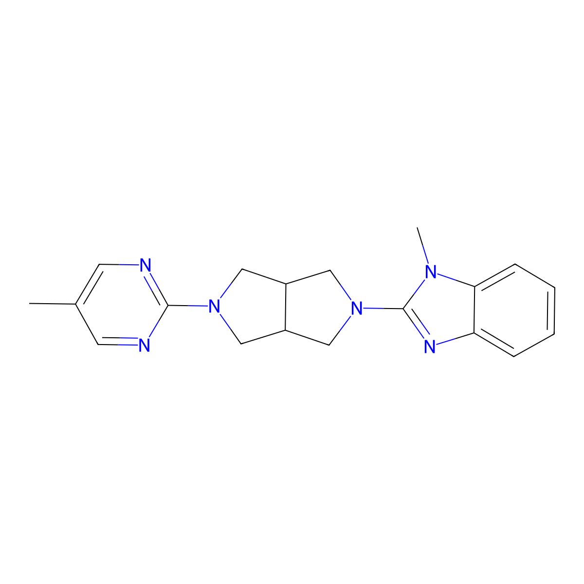 1-methyl-2-[5-(5-methylpyrimidin-2-yl)-octahydropyrrolo[3,4-c]pyrrol-2-yl]-1H-1,3-benzodiazole molecular structure, CAS 2548994-90-5