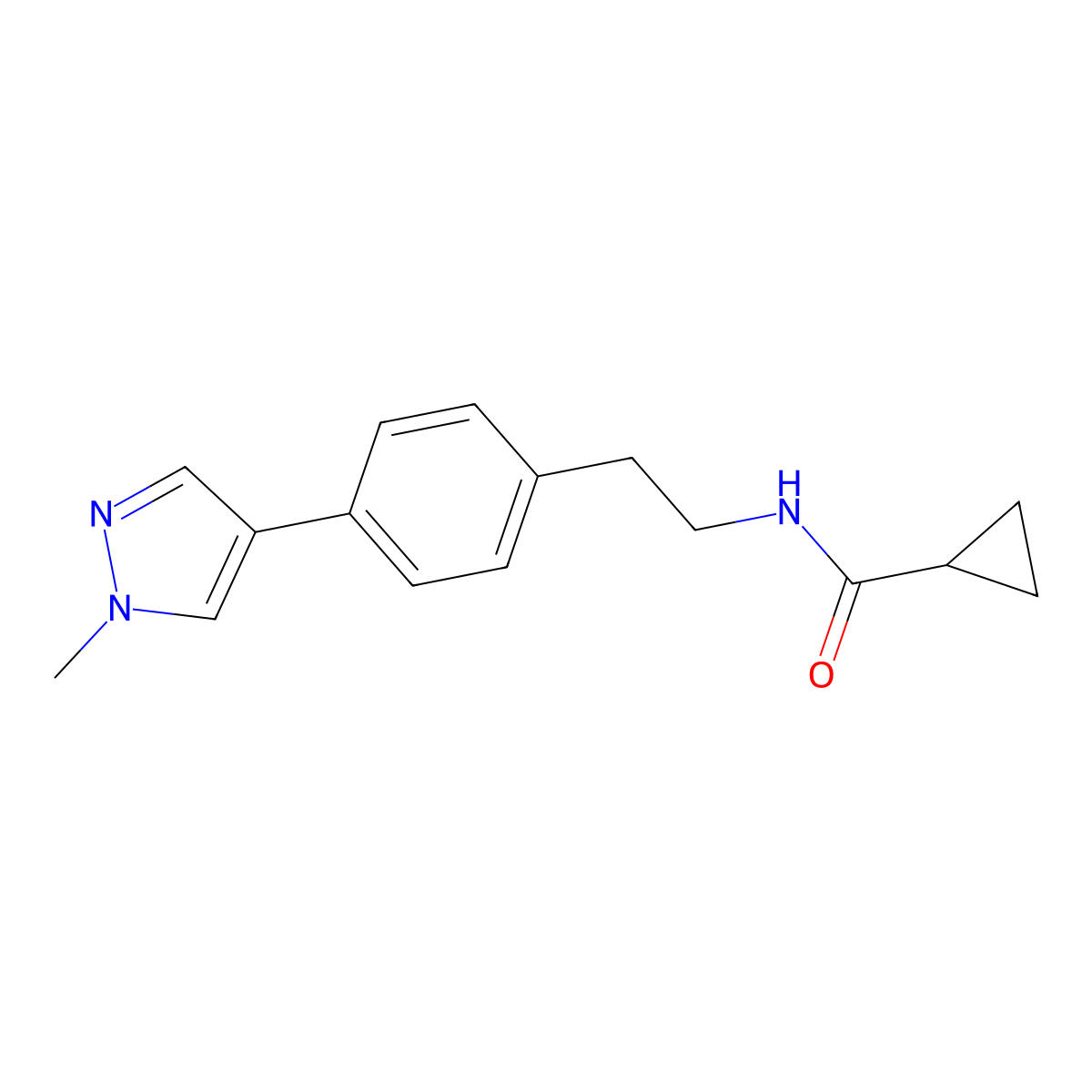 N-{2-[4-(1-methyl-1H-pyrazol-4-yl)phenyl]ethyl}cyclopropanecarboxamide molecular structure, CAS 2548994-91-6