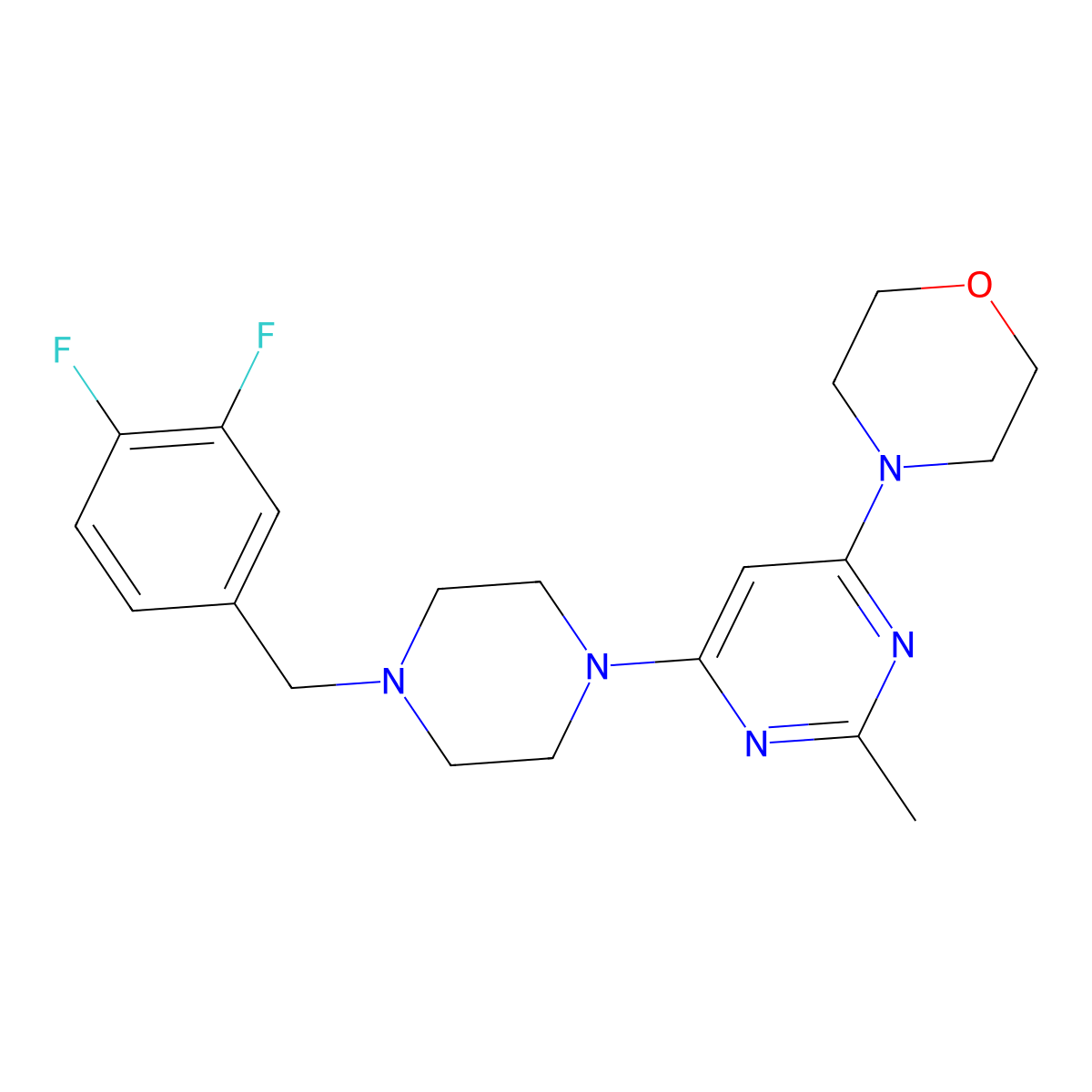 4-(6-{4-[(3,4-Difluorophenyl)methyl]piperazin-1-yl}-2-methylpyrimidin-4-yl)morpholine molecular structure, CAS 2548994-93-8