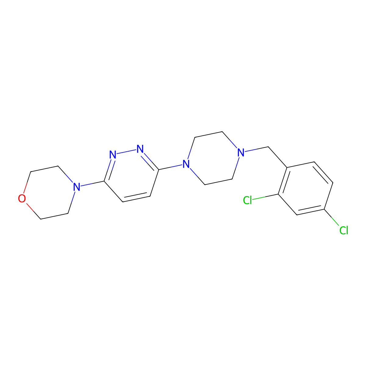 4-(6-{4-[(2,4-Dichlorophenyl)methyl]piperazin-1-yl}pyridazin-3-yl)morpholine molecular structure, CAS 2548995-00-0