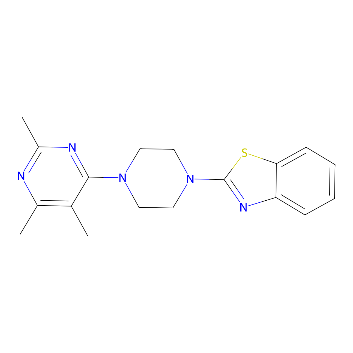 2-[4-(2,5,6-Trimethylpyrimidin-4-yl)piperazin-1-yl]-1,3-benzothiazole molecular structure, CAS 2548995-01-1
