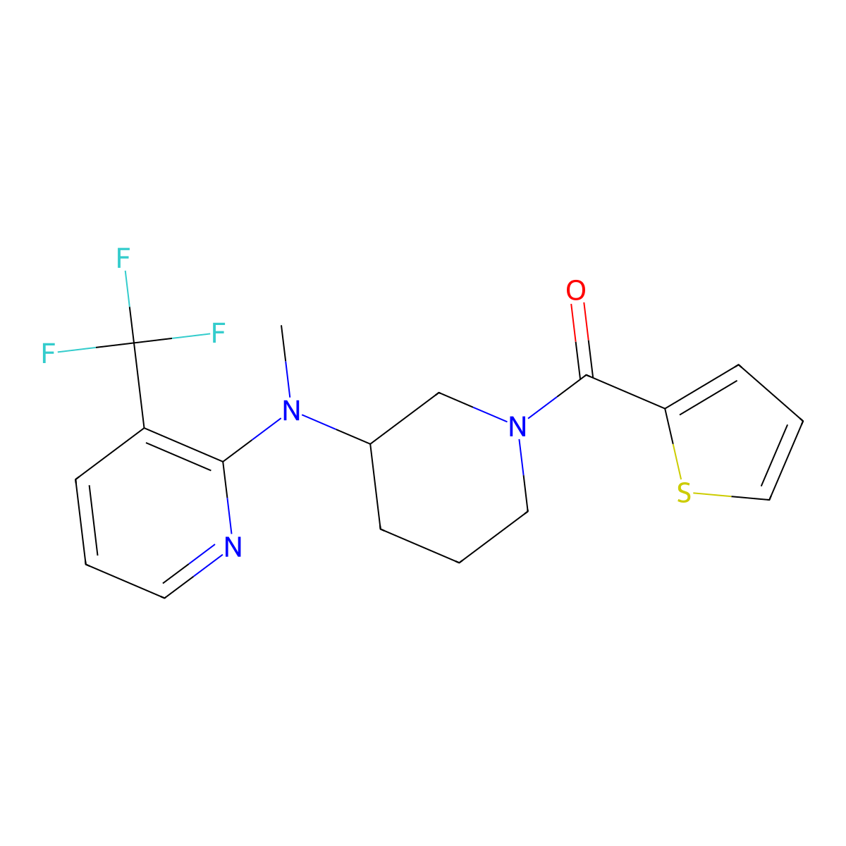 N-methyl-N-[1-(thiophene-2-carbonyl)piperidin-3-yl]-3-(trifluoromethyl)pyridin-2-amine molecular structure, CAS 2548995-03-3