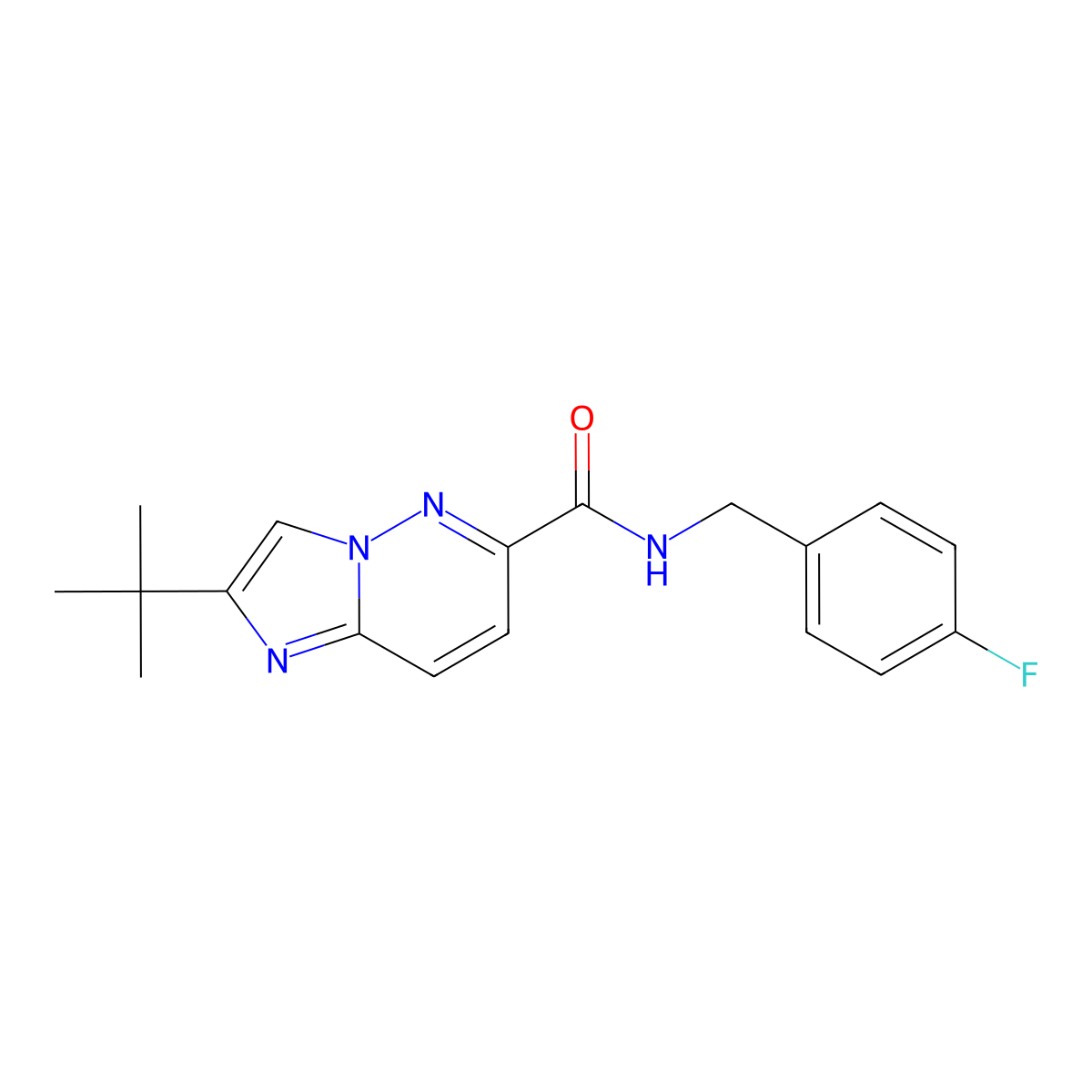 2-tert-butyl-N-[(4-fluorophenyl)methyl]imidazo[1,2-b]pyridazine-6-carboxamide molecular structure, CAS 2548995-06-6