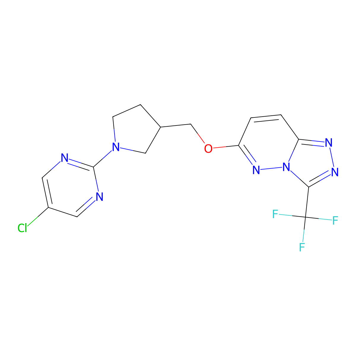 5-Chloro-2-[3-({[3-(trifluoromethyl)-[1,2,4]triazolo[4,3-b]pyridazin-6-yl]oxy}methyl)pyrrolidin-1-yl]pyrimidine molecular structure, CAS 2548995-07-7