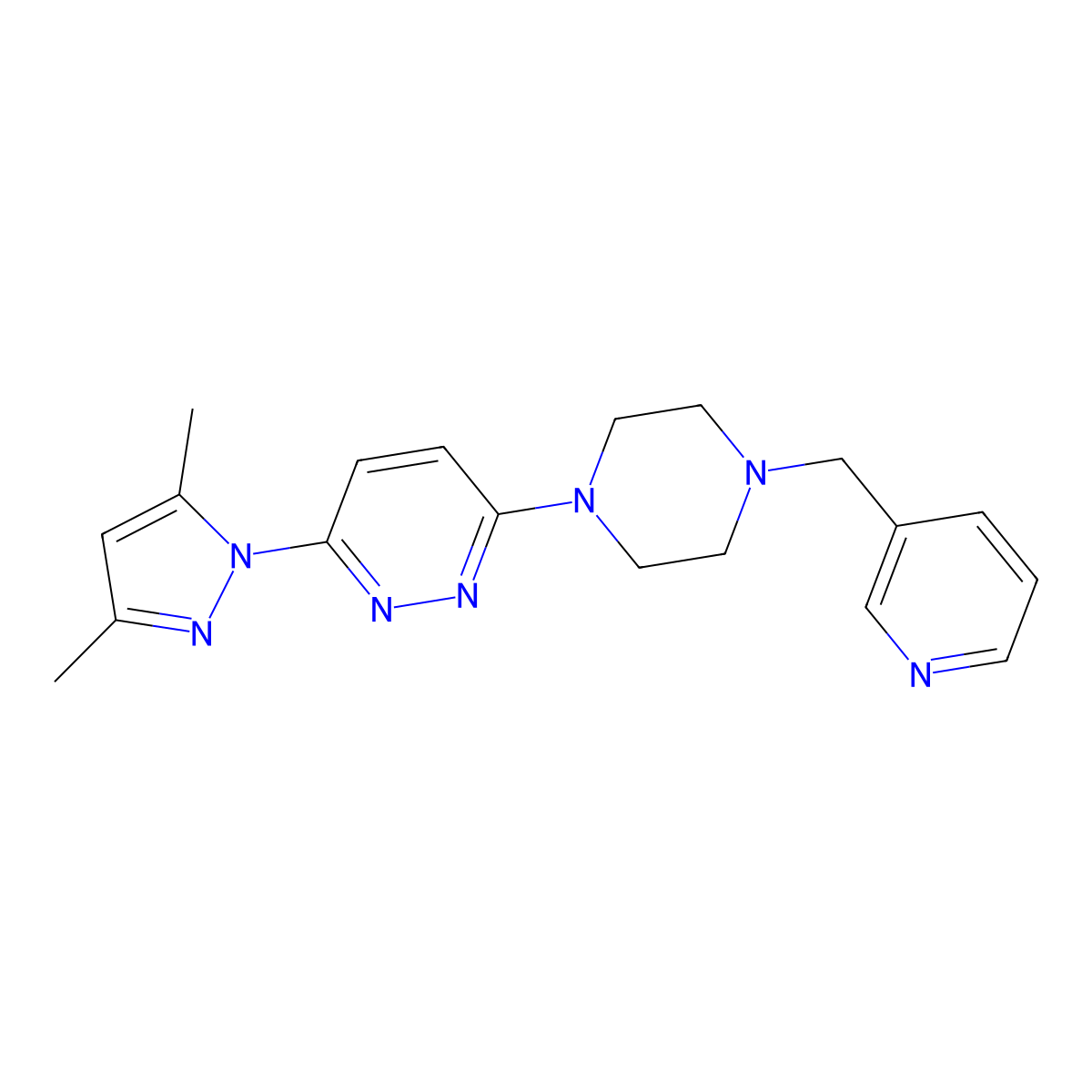 3-(3,5-dimethyl-1H-pyrazol-1-yl)-6-{4-[(pyridin-3-yl)methyl]piperazin-1-yl}pyridazine molecular structure, CAS 2548995-08-8