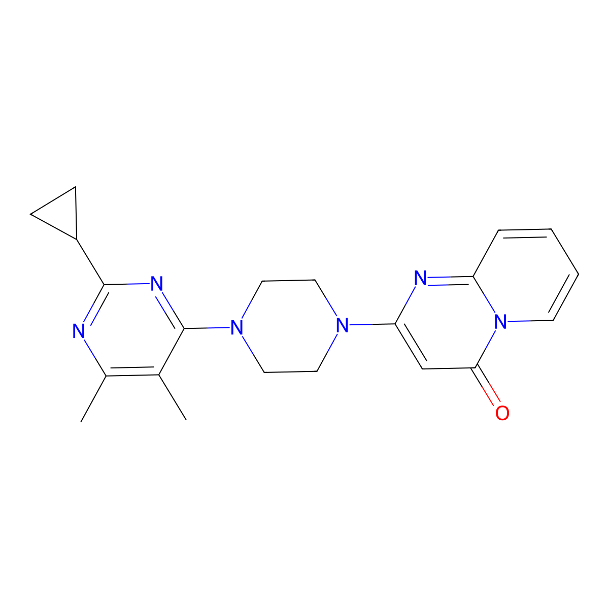 2-[4-(2-cyclopropyl-5,6-dimethylpyrimidin-4-yl)piperazin-1-yl]-4H-pyrido[1,2-a]pyrimidin-4-one molecular structure, CAS 2548995-16-8