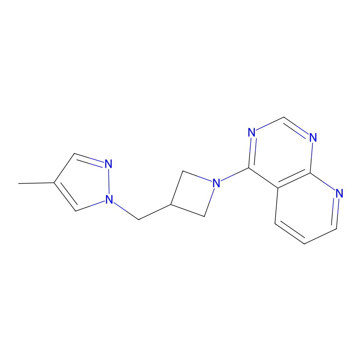 4-methyl-1-[(1-{pyrido[2,3-d]pyrimidin-4-yl}azetidin-3-yl)methyl]-1H-pyrazole molecular structure, CAS 2548995-18-0