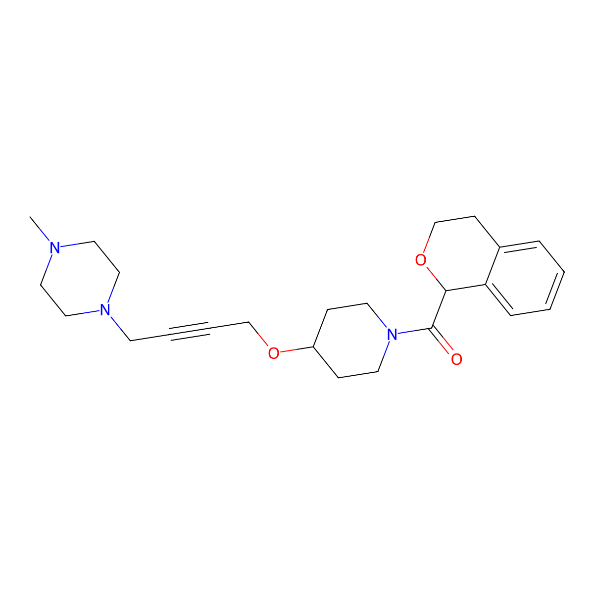 1-(4-{[1-(3,4-dihydro-1H-2-benzopyran-1-carbonyl)piperidin-4-yl]oxy}but-2-yn-1-yl)-4-methylpiperazine molecular structure, CAS 2548995-22-6