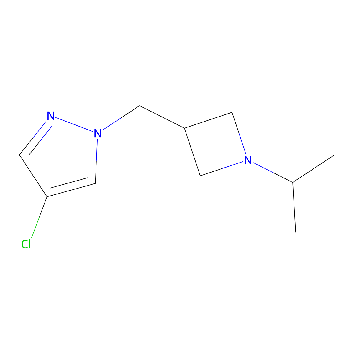 4-chloro-1-{[1-(propan-2-yl)azetidin-3-yl]methyl}-1H-pyrazole molecular structure, CAS 2548995-28-2