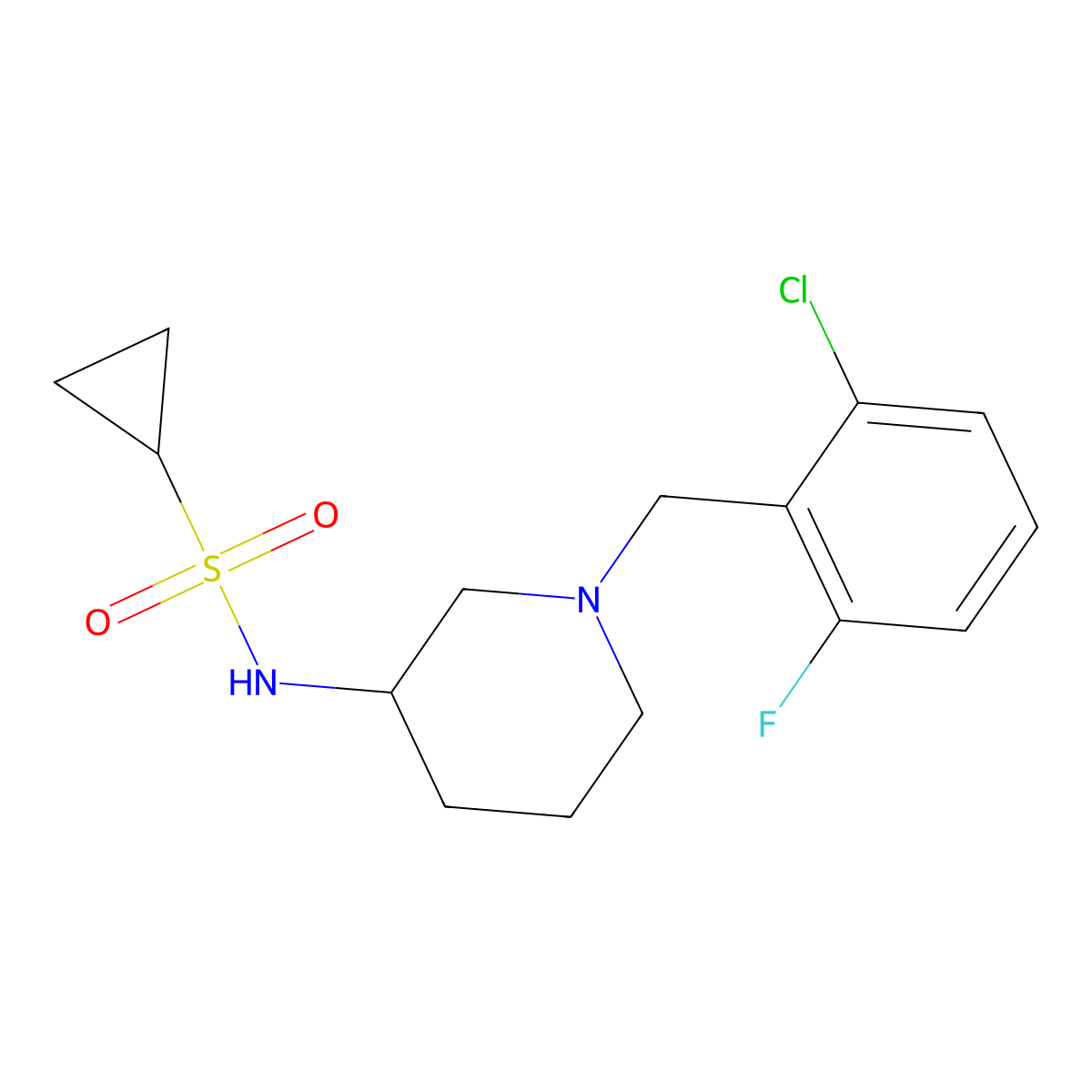 N-{1-[(2-chloro-6-fluorophenyl)methyl]piperidin-3-yl}cyclopropanesulfonamide molecular structure, CAS 2548995-44-2