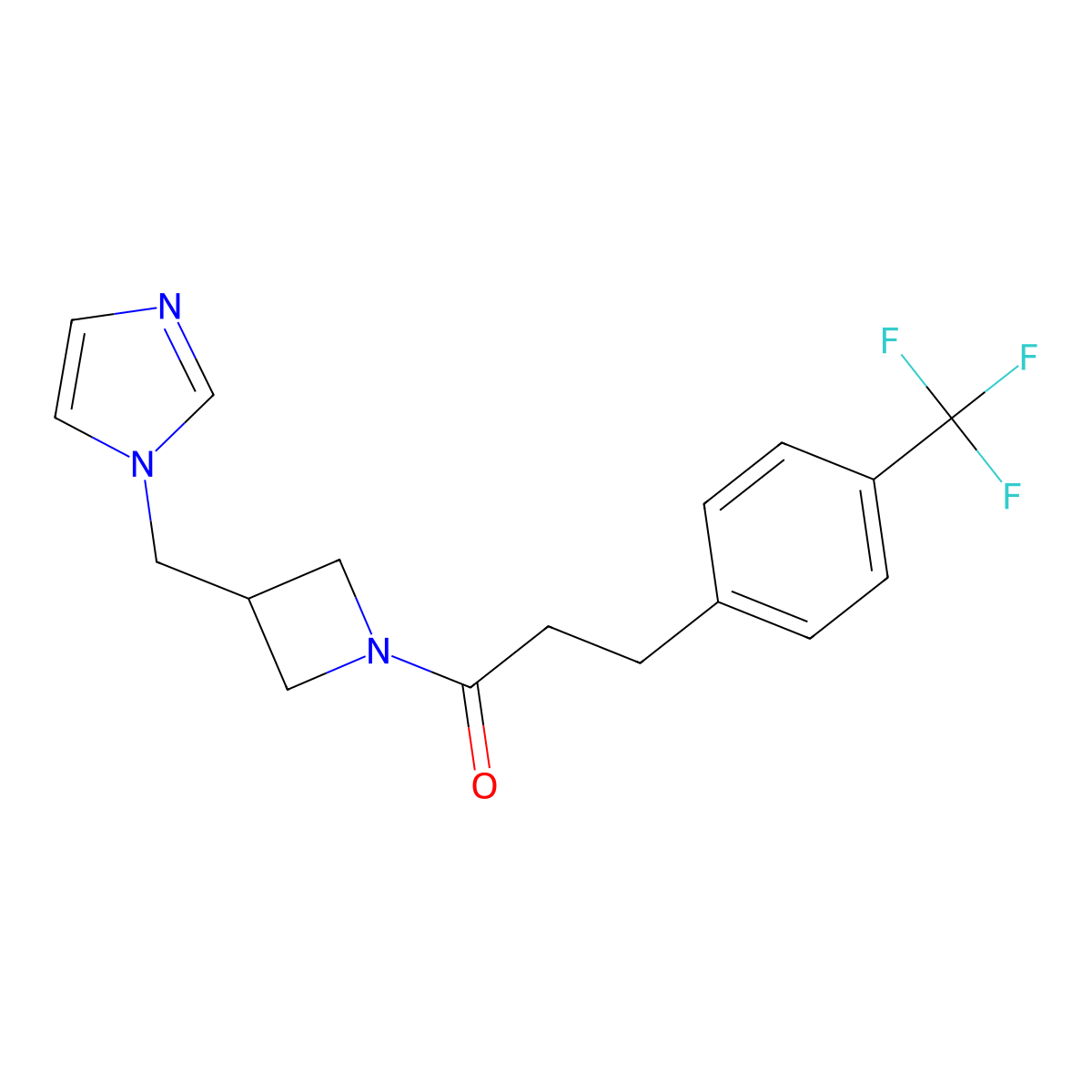 1-{3-[(1H-imidazol-1-yl)methyl]azetidin-1-yl}-3-[4-(trifluoromethyl)phenyl]propan-1-one molecular structure, CAS 2548995-45-3