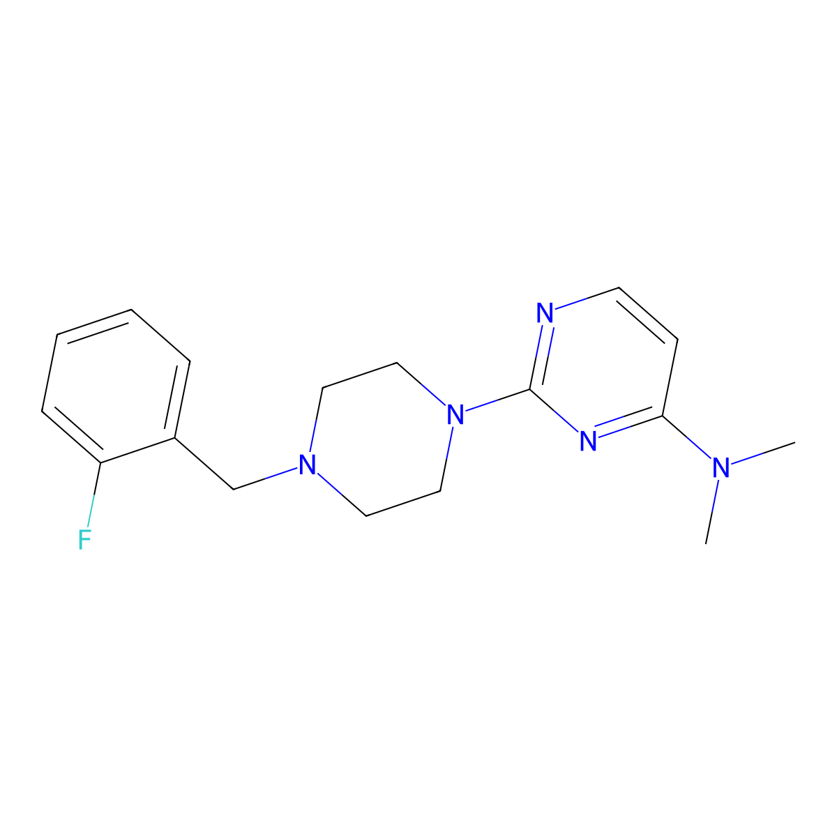 2-{4-[(2-fluorophenyl)methyl]piperazin-1-yl}-N,N-dimethylpyrimidin-4-amine molecular structure, CAS 2548995-46-4