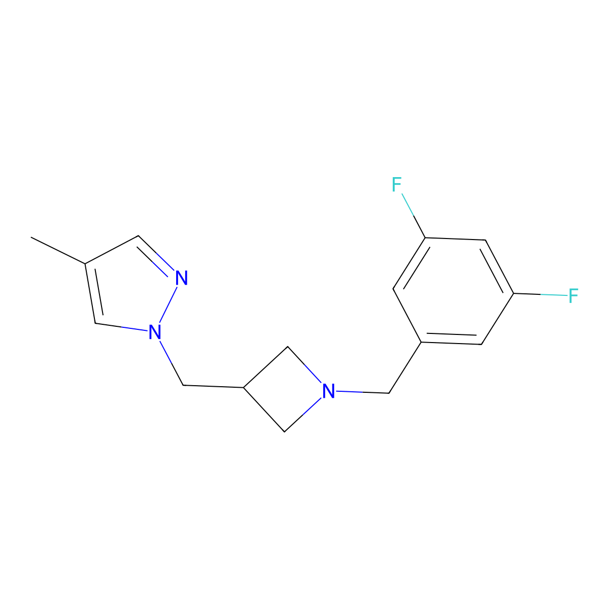 1-({1-[(3,5-difluorophenyl)methyl]azetidin-3-yl}methyl)-4-methyl-1H-pyrazole molecular structure, CAS 2548995-48-6