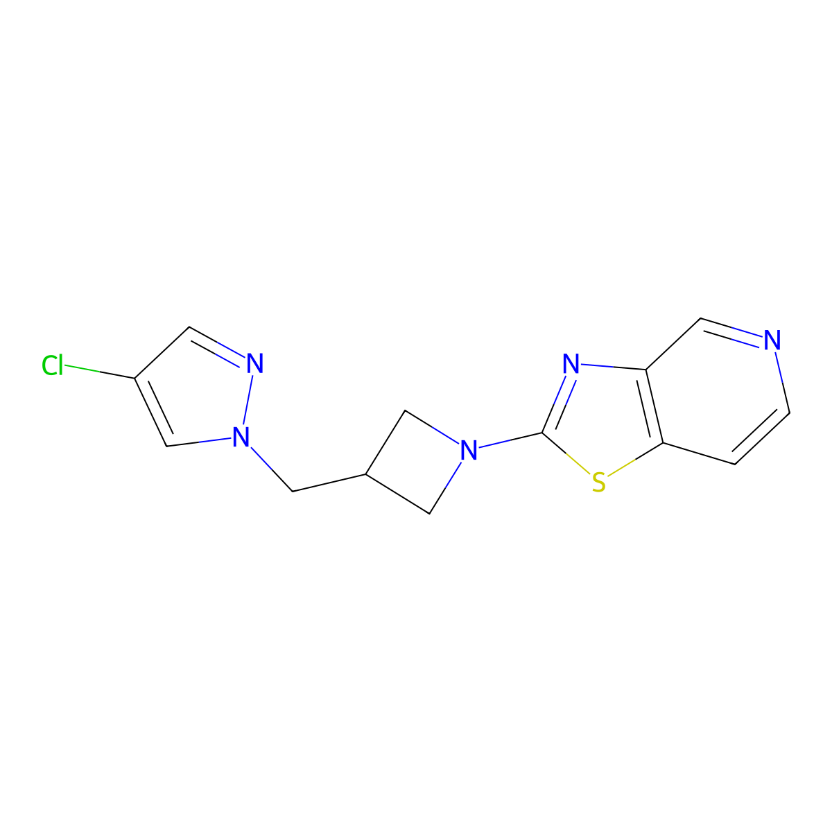 4-chloro-1-[(1-{[1,3]thiazolo[4,5-c]pyridin-2-yl}azetidin-3-yl)methyl]-1H-pyrazole molecular structure, CAS 2548995-50-0