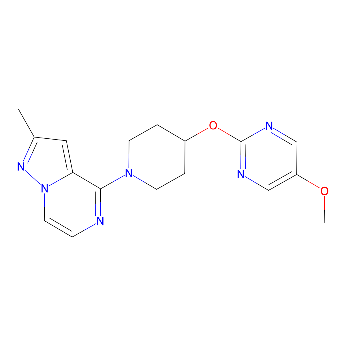 5-Methoxy-2-[(1-{2-methylpyrazolo[1,5-a]pyrazin-4-yl}piperidin-4-yl)oxy]pyrimidine molecular structure, CAS 2548995-51-1