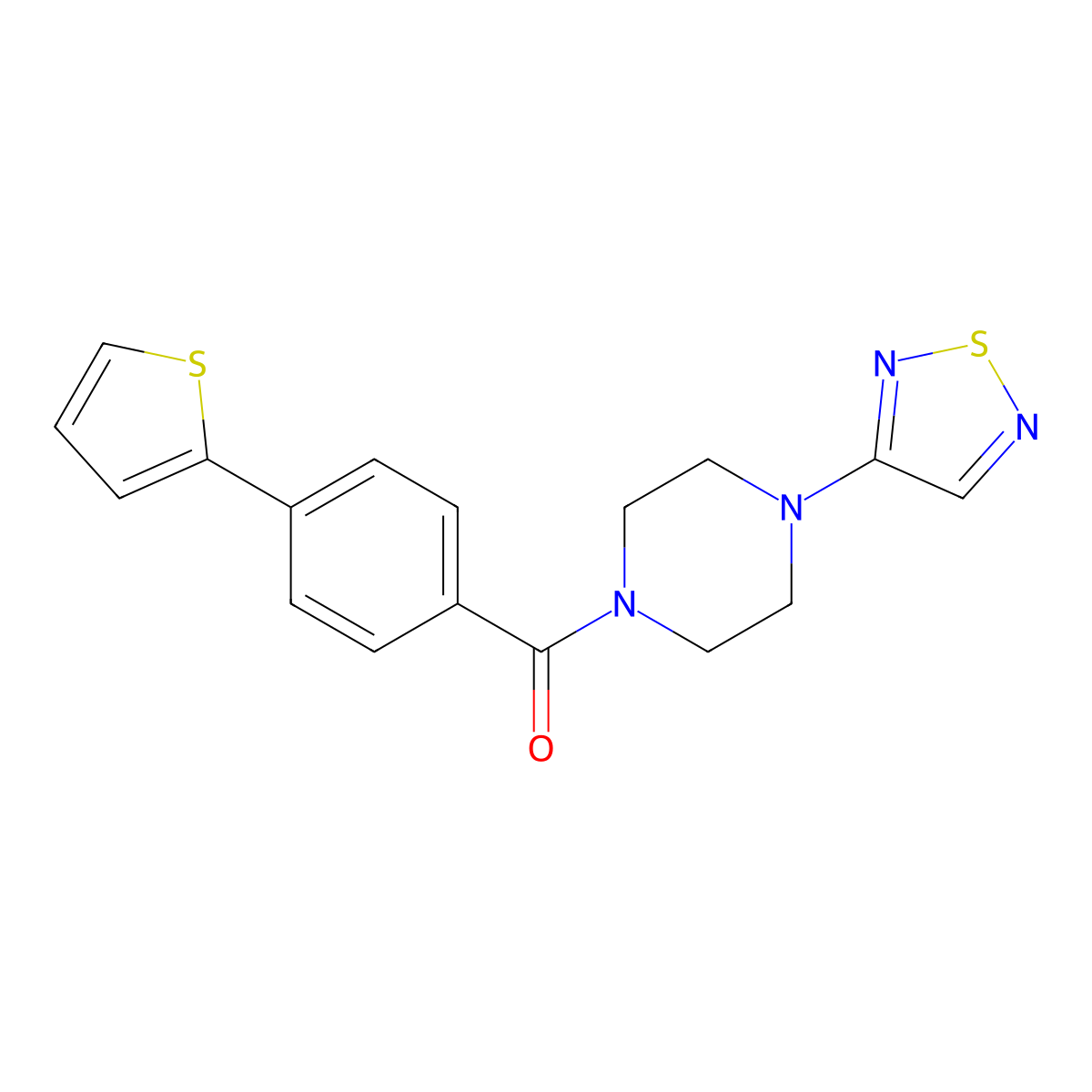 1-(1,2,5-Thiadiazol-3-yl)-4-[4-(thiophen-2-yl)benzoyl]piperazine molecular structure, CAS 2548995-52-2