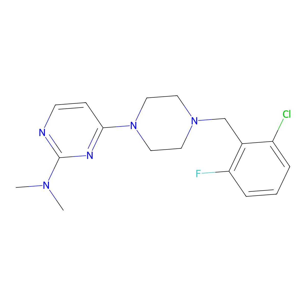 4-{4-[(2-chloro-6-fluorophenyl)methyl]piperazin-1-yl}-N,N-dimethylpyrimidin-2-amine molecular structure, CAS 2548995-53-3
